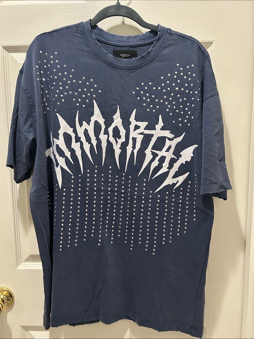 Reserved Midnight Blue Studded T-shirt. Men Size M, OVERSIZED FIT
